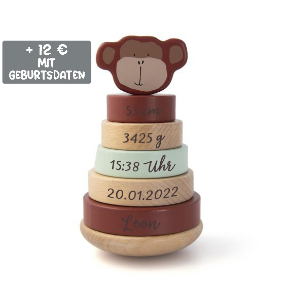 Trixie Baby Stapelturm mit Ringen Holz Affe braun
