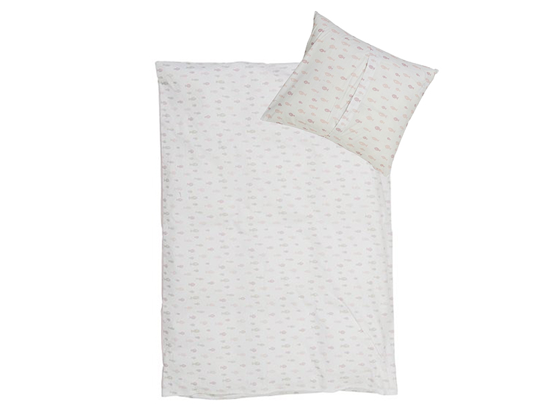 Bloomingville Kinder-Bettwäsche in rosa mit Motiv Wal 80 x 100 cm