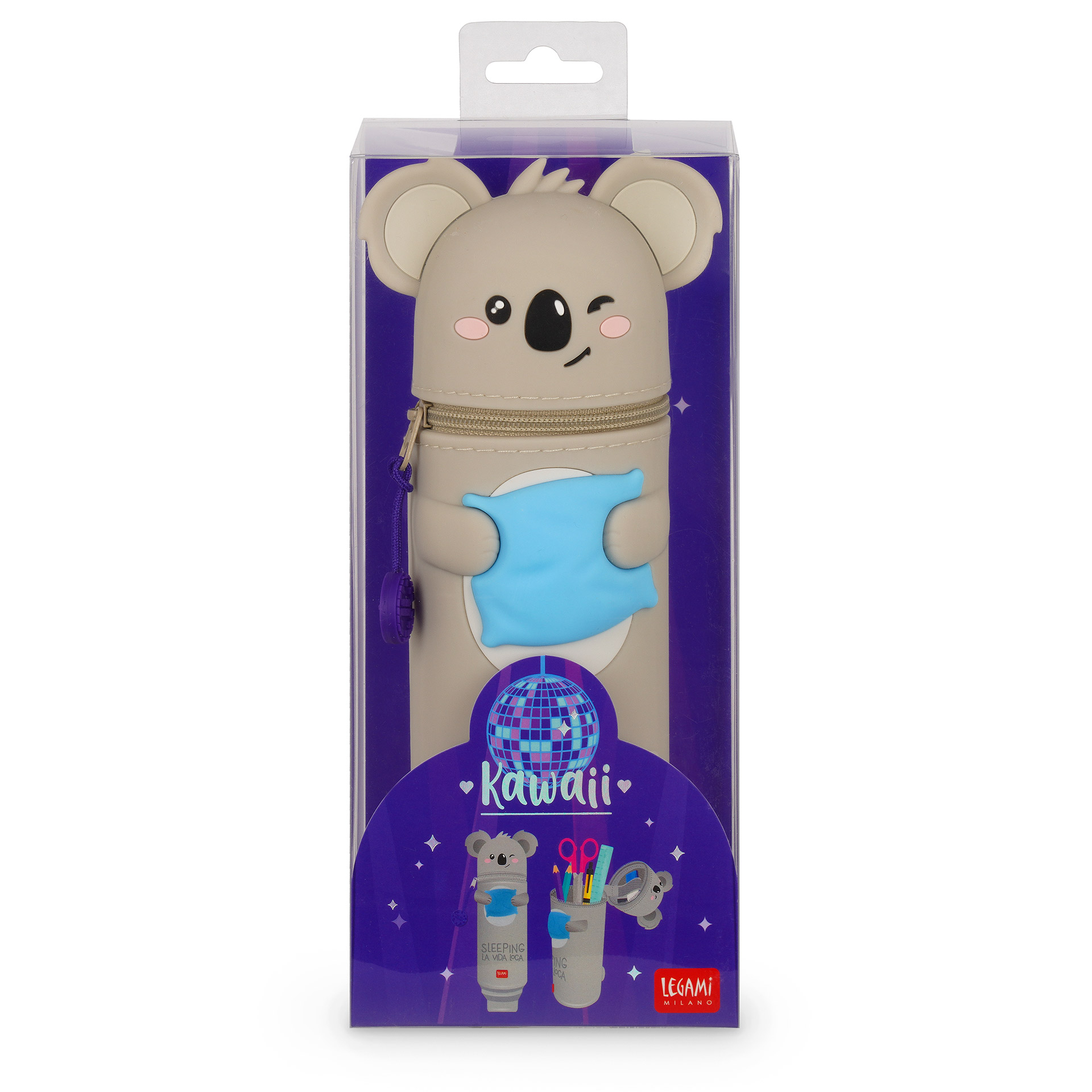 Legami 2 in 1 Federmäppchen Silikon Kawaii Sleeping la Vida Loca Koala
