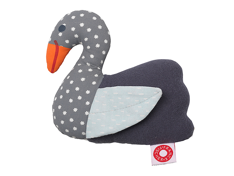 Franck & Fischer Baby-Rassel Schwan Villas dunkel