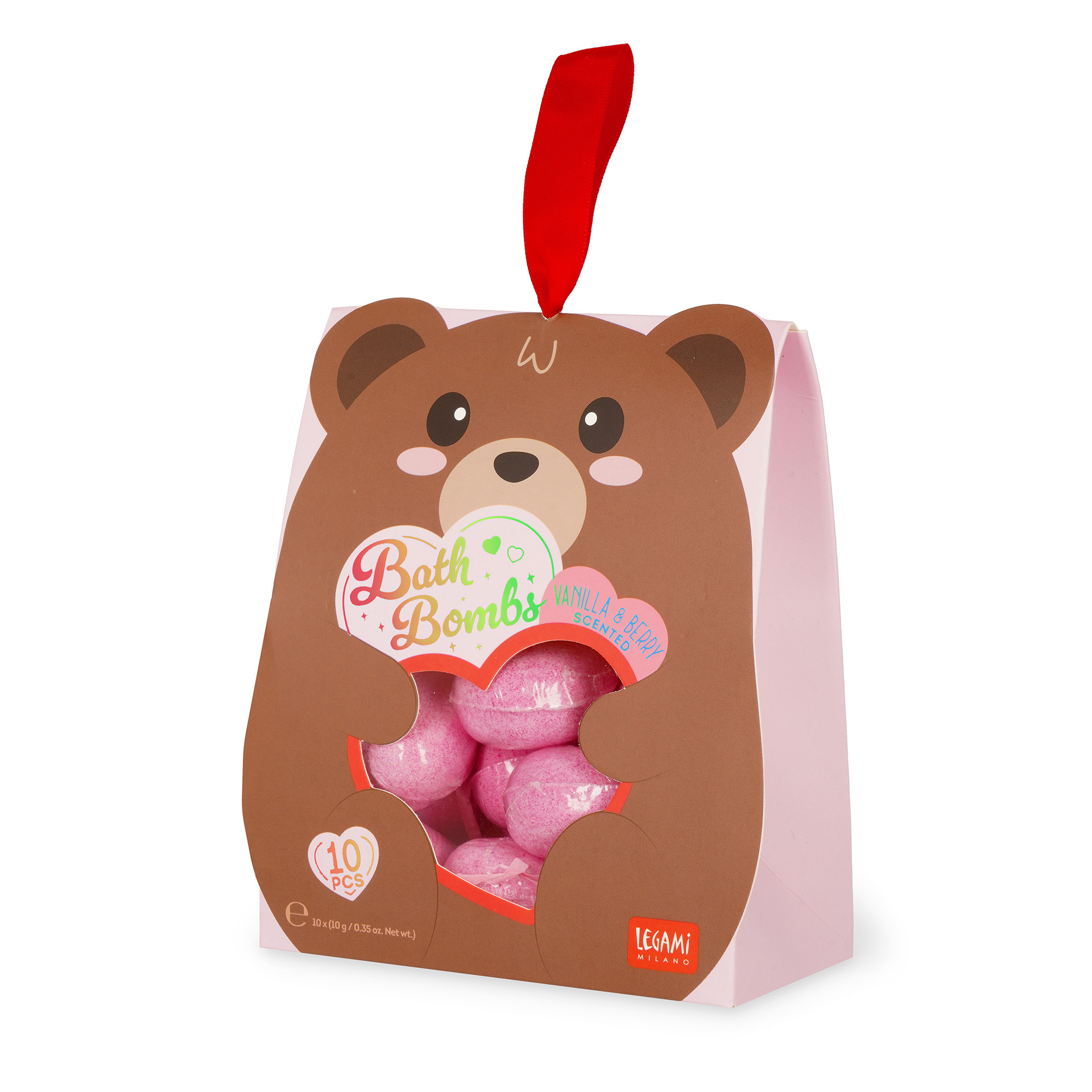Legami Set mit 10 Badekugeln Bath Bombs Teddy Bear Vanilla & Berry 