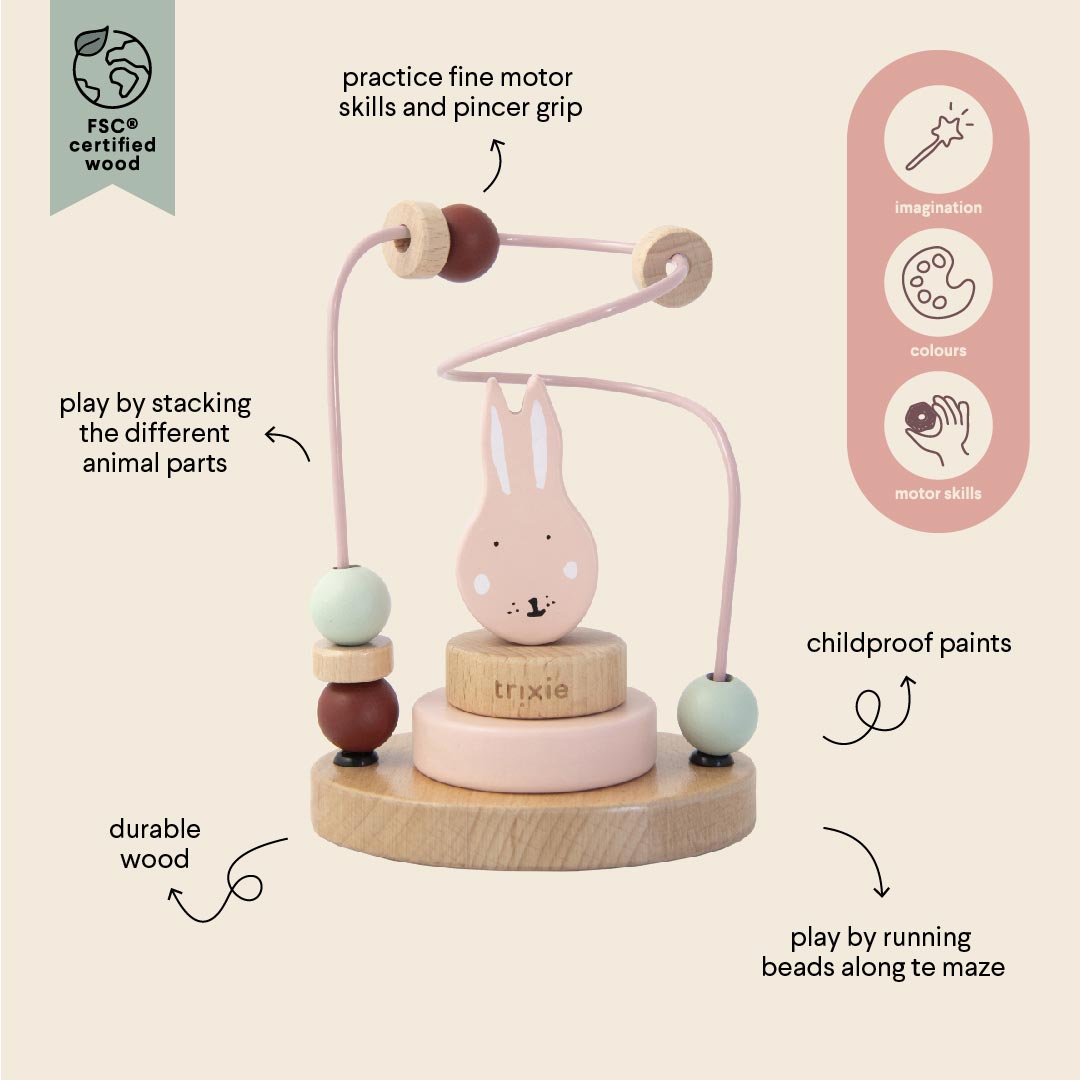 Trixie Baby Holz Motorikschleife Hase Mrs. Rabbit rosa Trixie Baby Holz Motorikschleife Hase Mrs. Rabbit rosa