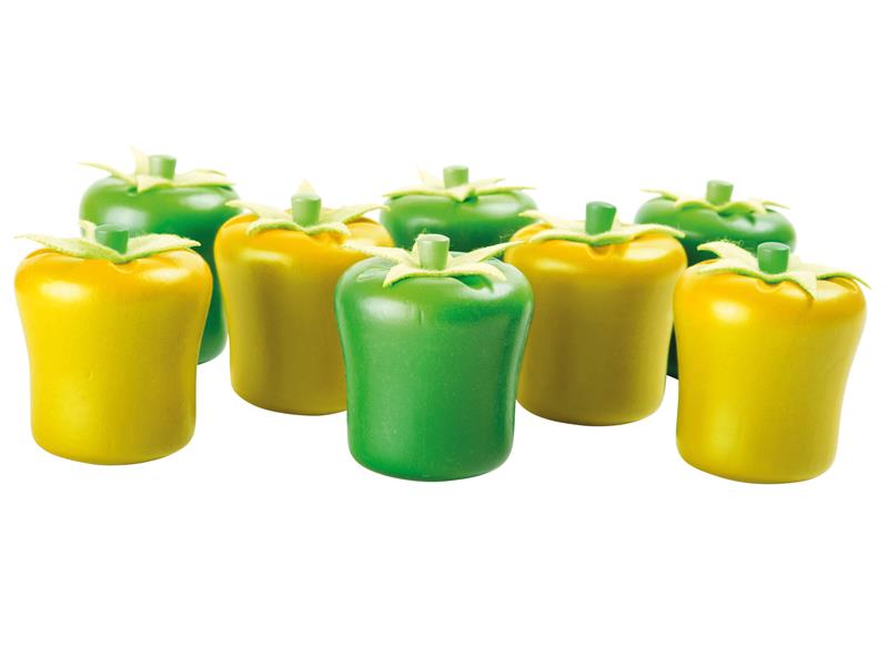 Paprika aus Holz für den Kinderkaufladen Kaufmannsladen, 1 Stück Holzpaprika
