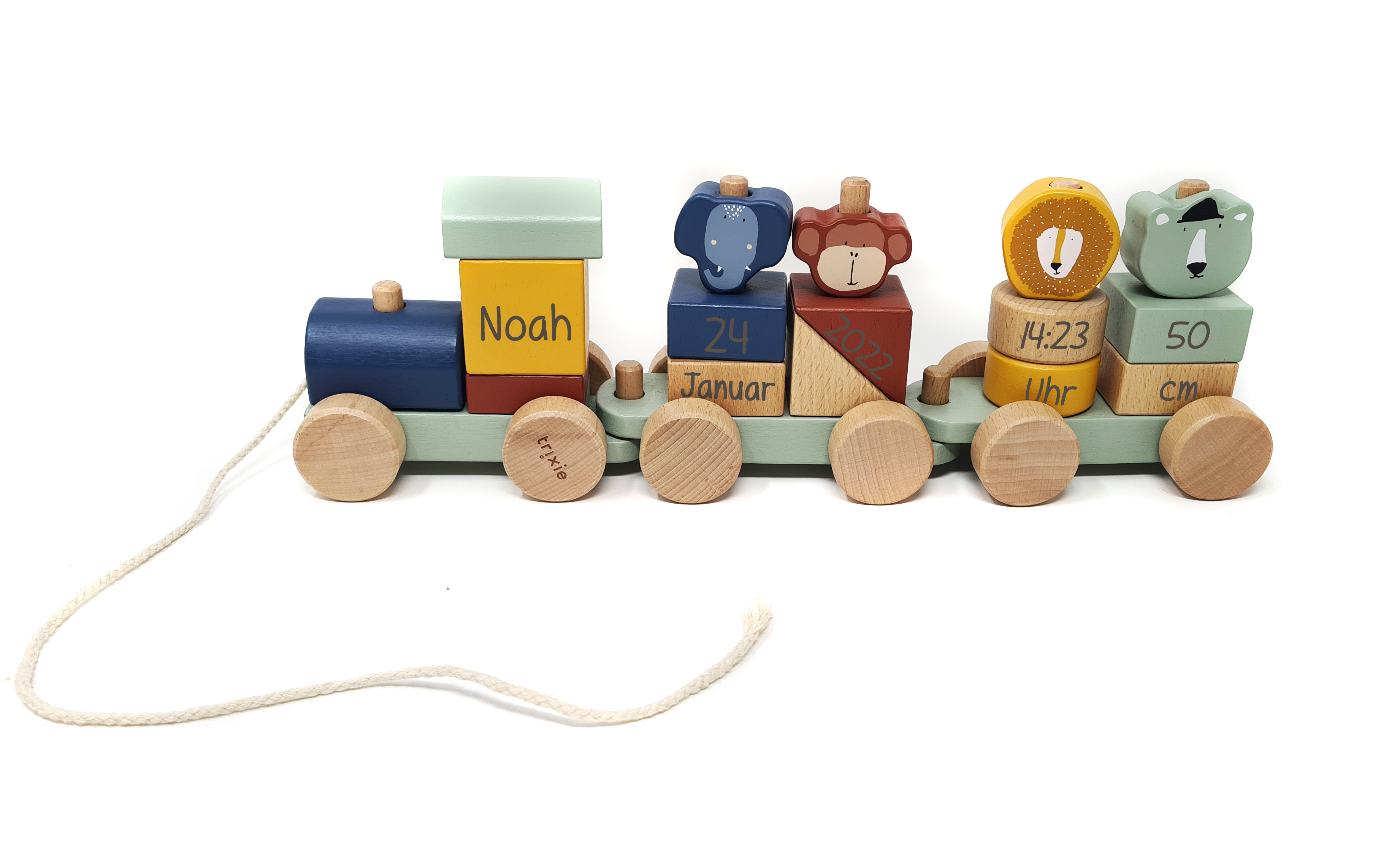 Trixie Steckzug Eisenbahn aus Holz Holzspielzeug personalisiert