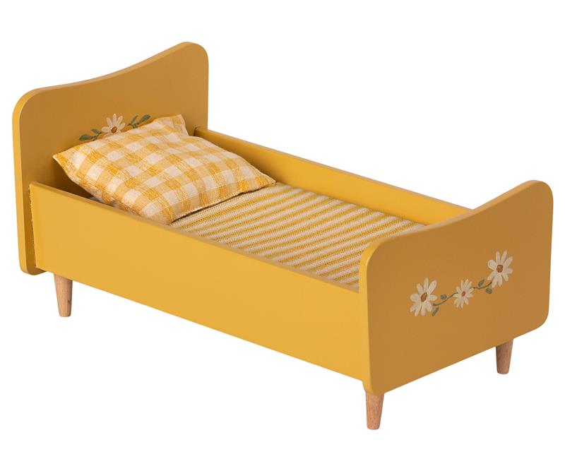 Maileg Holz-Bett Wooden bed Mini gelb
