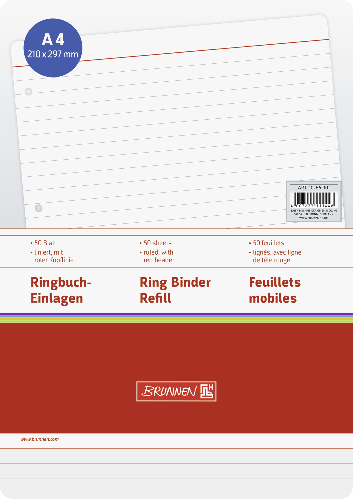 Brunnen Ringbucheinlagen Din A4 liniert 50 Blatt