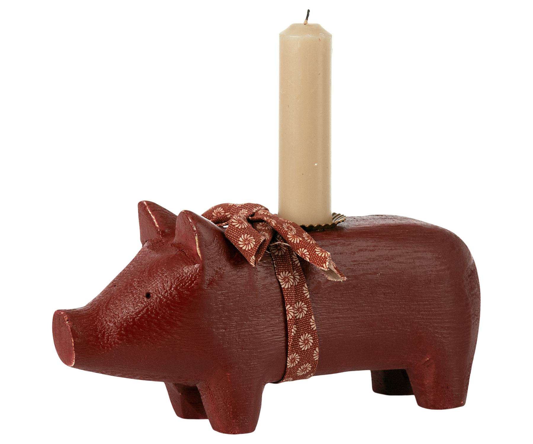 Maileg Kerzenhalter aus Holz Holzschwein Medium Rot