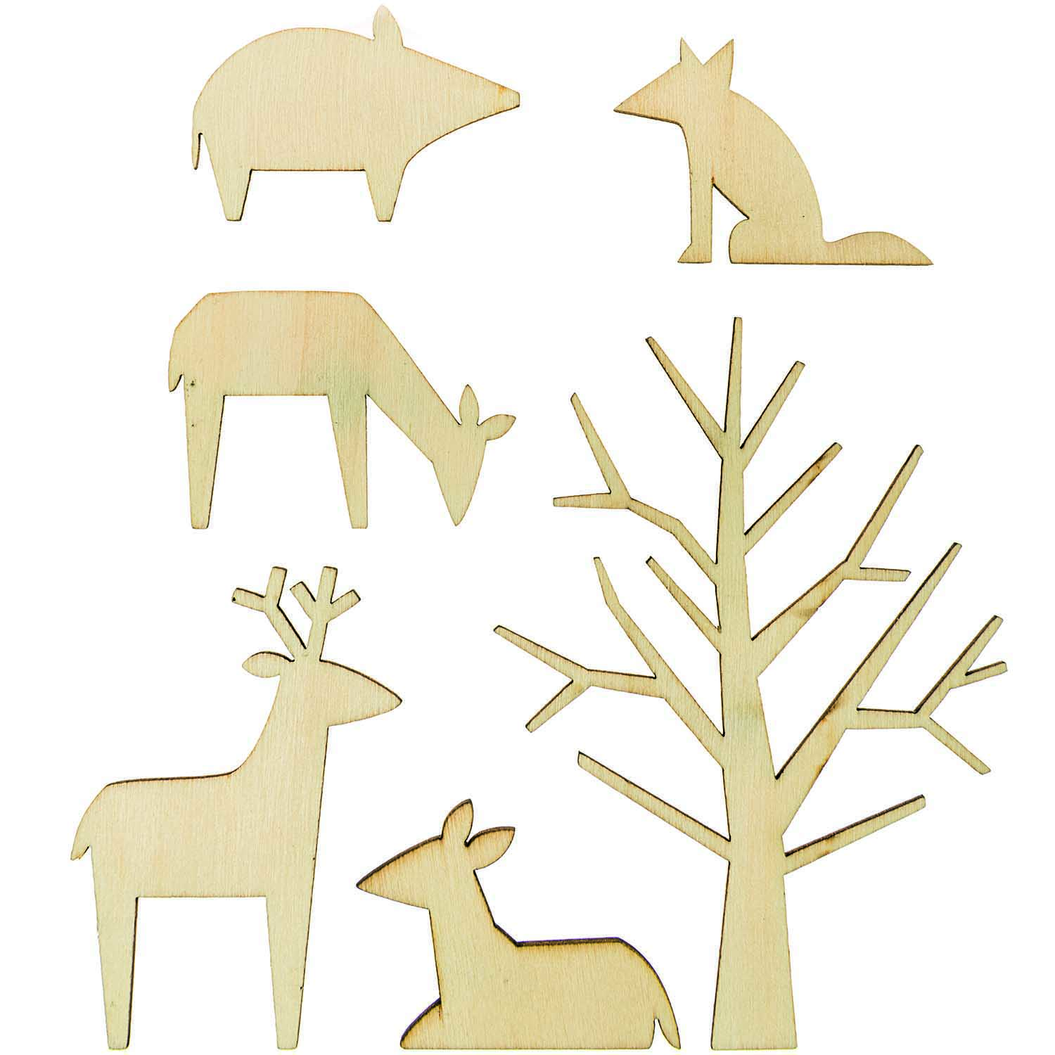 Rico Design Miniatur Holzdeko Set Waldtiere groß