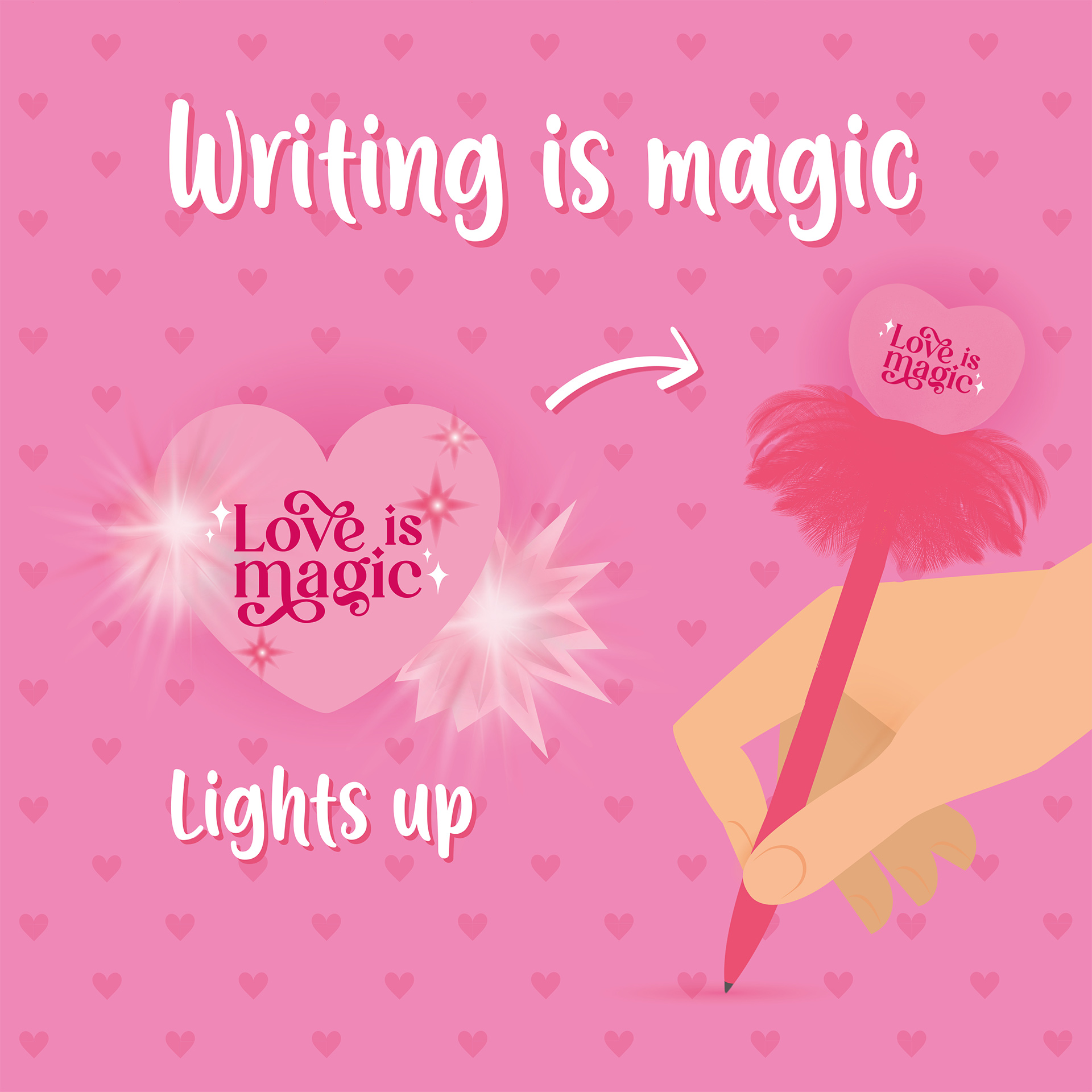 Legami Leuchtender Kugelschreiber Writing is Magic Heart Herz
