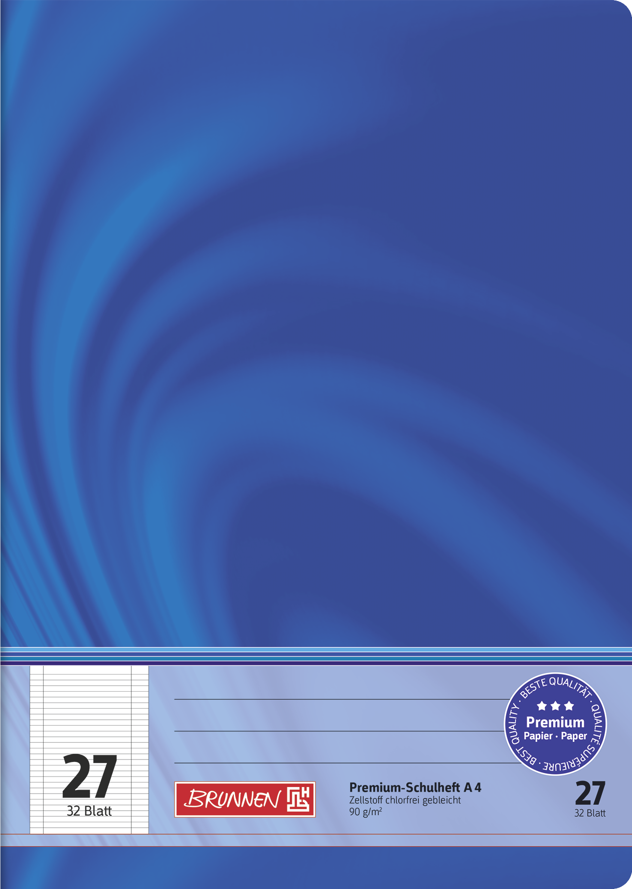 Brunnen Premium Schulheft A4 Lin27 liniert 32 Blatt