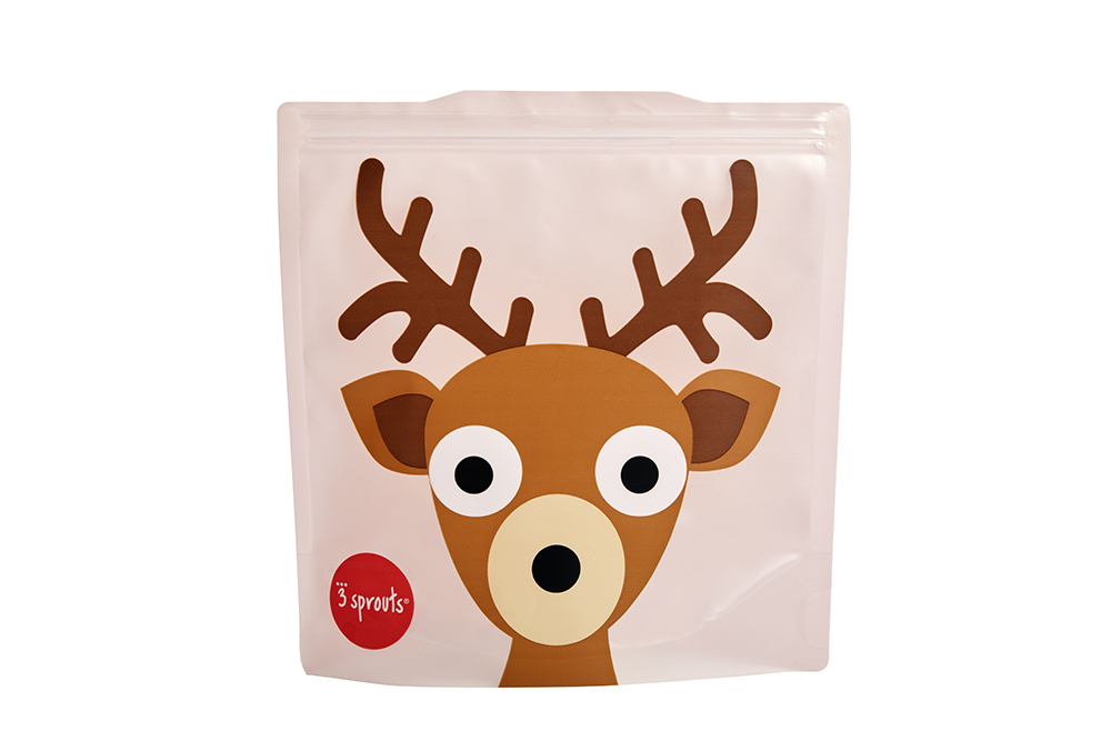 3 Sprouts Sandwich Bag wiederverwendbare Vespertasche 2er Set für Kinder Rentier