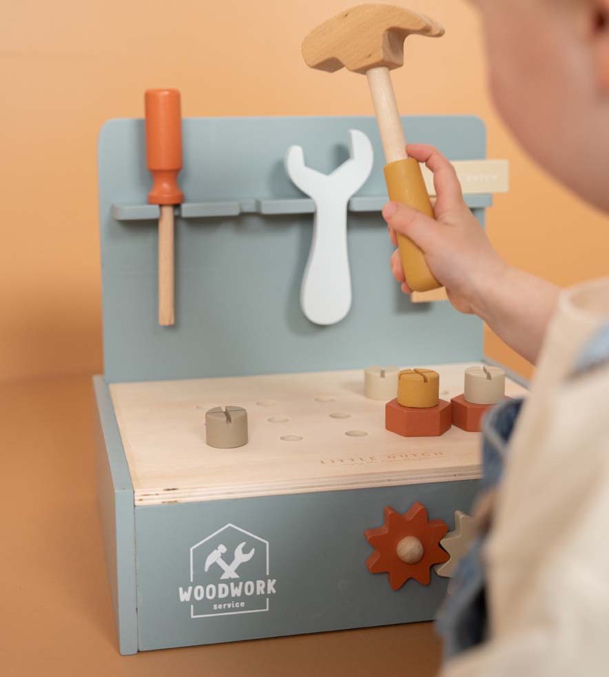 Little Dutch Spiel Mini Werkbank aus Holz blau Little Dutch Spiel Mini Werkbank aus Holz blau