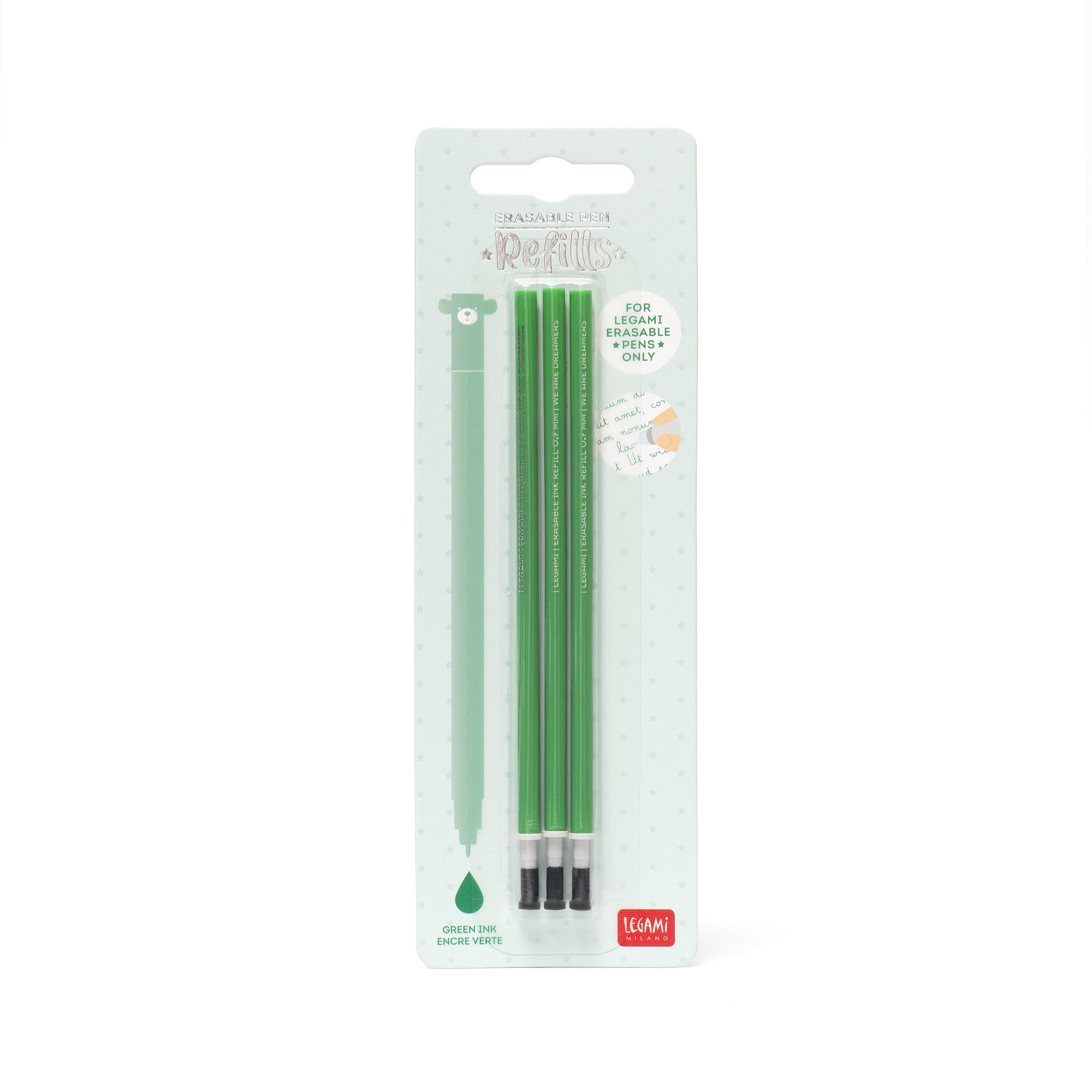 Legami 3 Ersatzminen für löschbaren Gelstift Green Grün