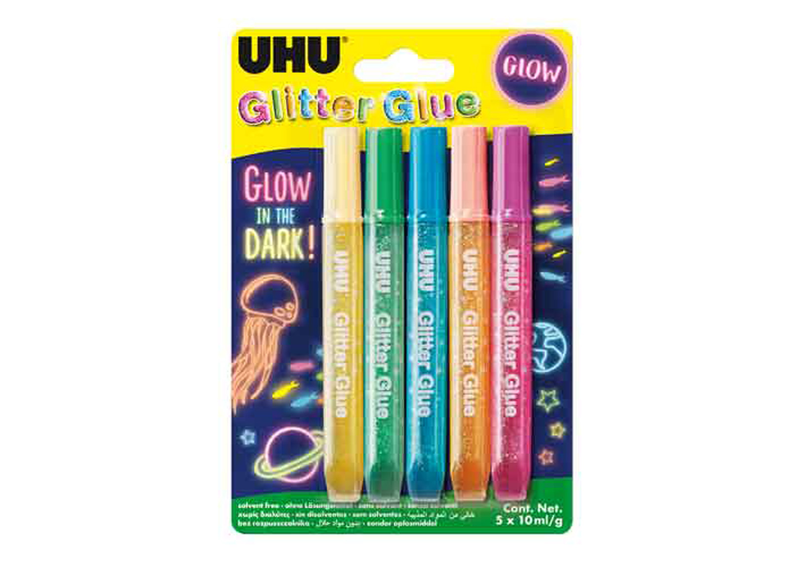 UHU Glitzerkleber Glow in the Dark 5 Stück