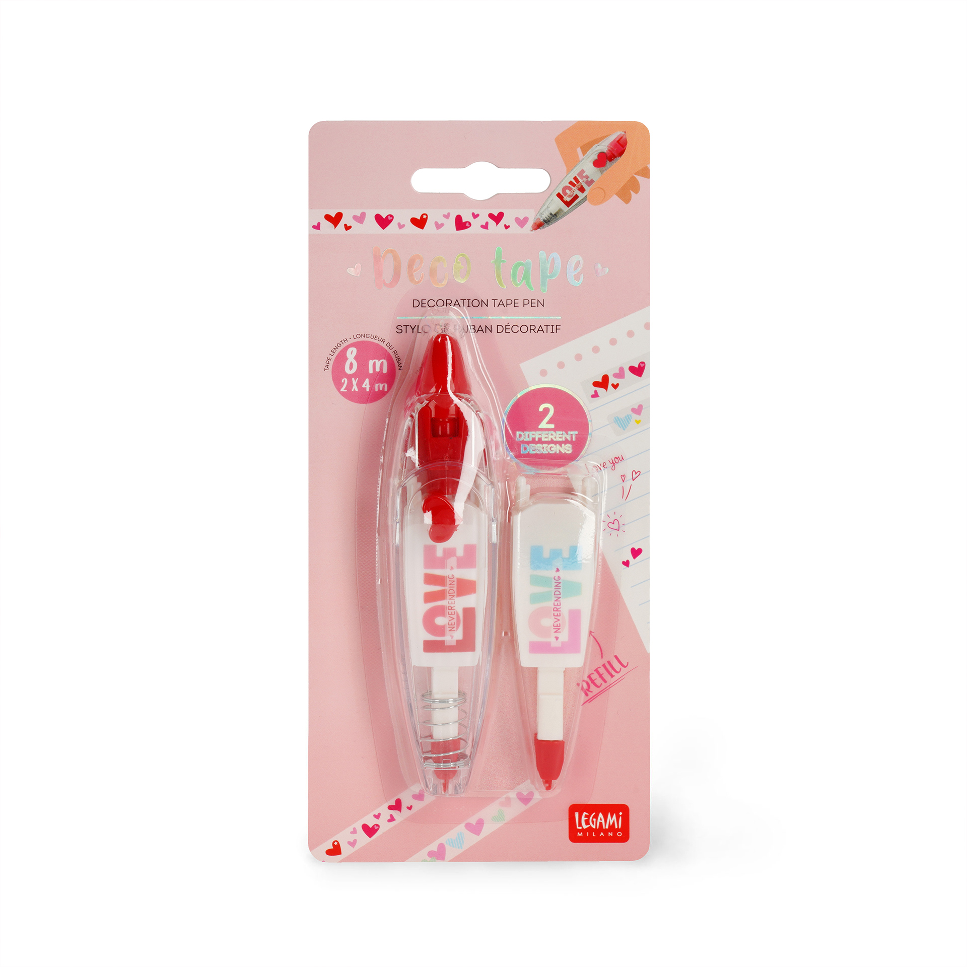 Legami Stift mit Dekoband Deco Tape Heart Herz