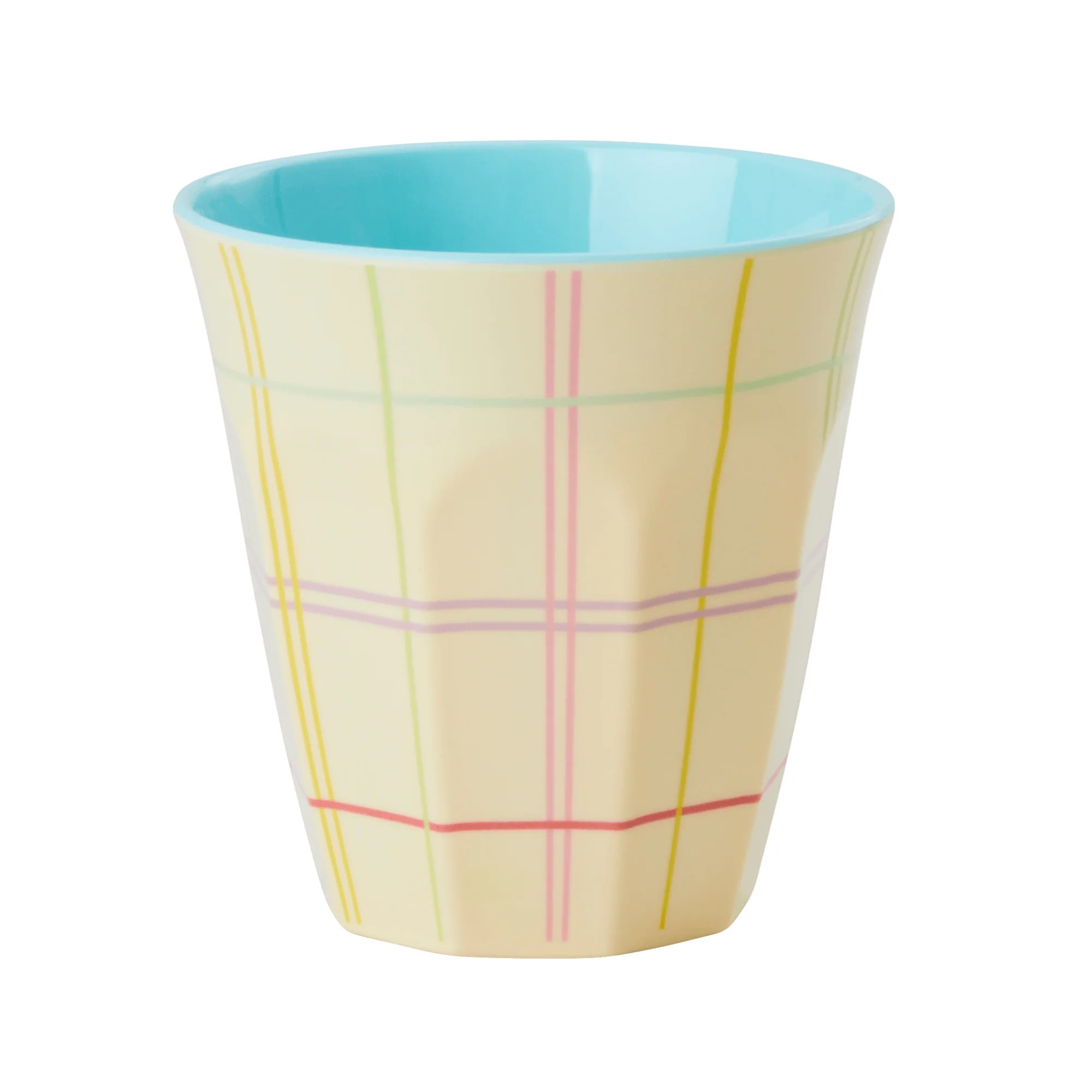 Elfenstall Rice Becher mit Wunsch-Namen personalisiert Medium Karomuster creme Elfenstall Rice Becher mit Wunsch-Namen personalisiert Medium Karomuster creme
