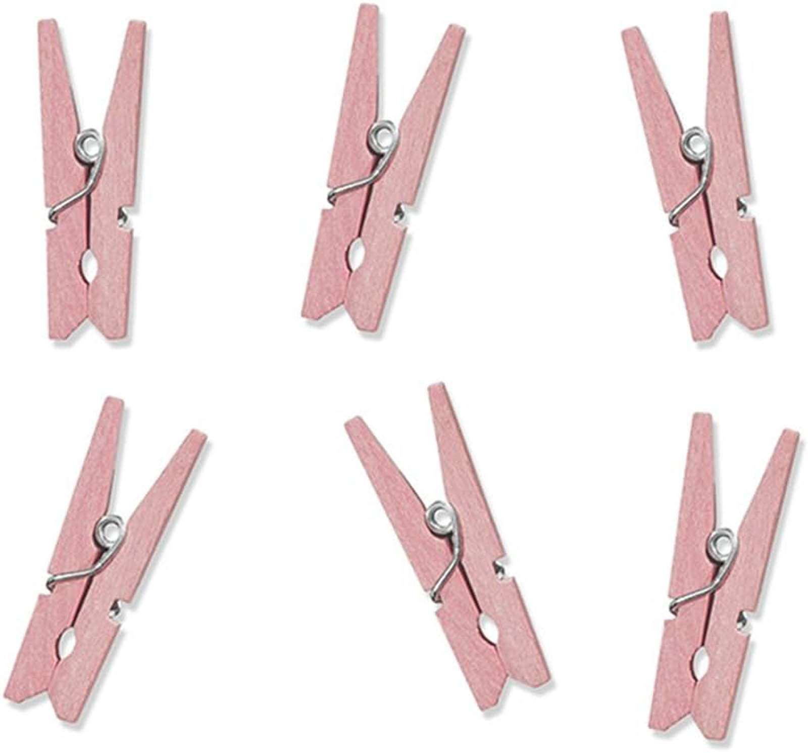 PartyDeco Miniklammern aus Holz Holzklammern rosa 20 Stück