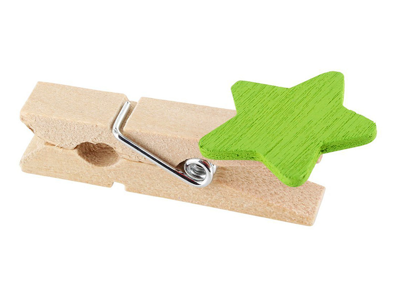 Elfenstall 50 Kleine Mini Holz Wäscheklammern / Holzklammer Stern Grün