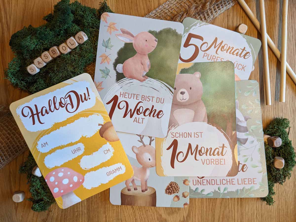 SBL Design Meilensteinkarten Baby Motiv Waldtiere Set aus 7 Karten SBL Design Meilensteinkarten Baby Motiv Waldtiere Set aus 7 Karten