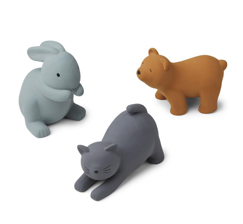 Liewood Badewannspielzeug Tiere David aus Naturkautschuk Blue multi, 3er Set