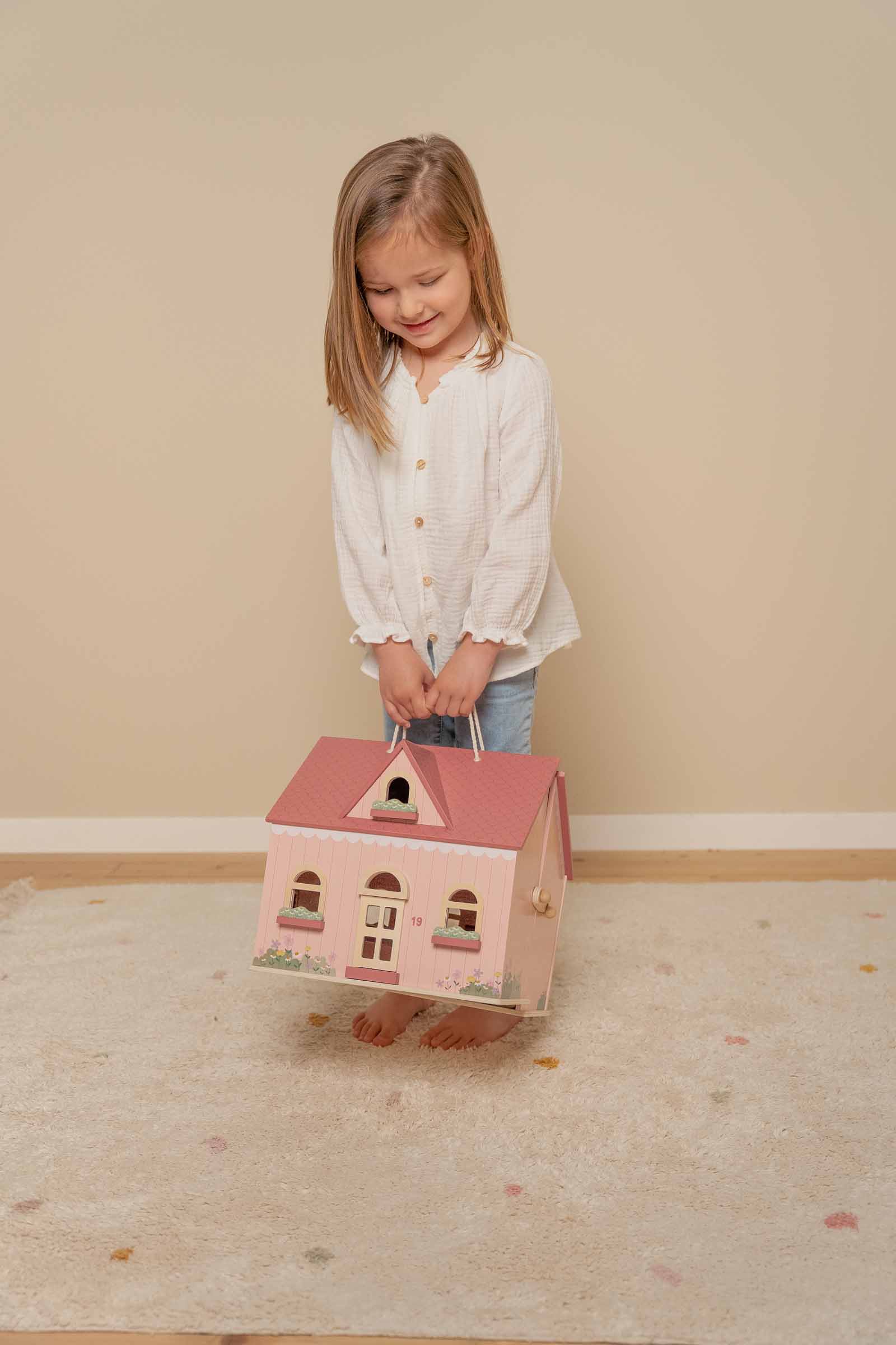 Little Dutch Tragbares Puppenhaus aus Holz pink