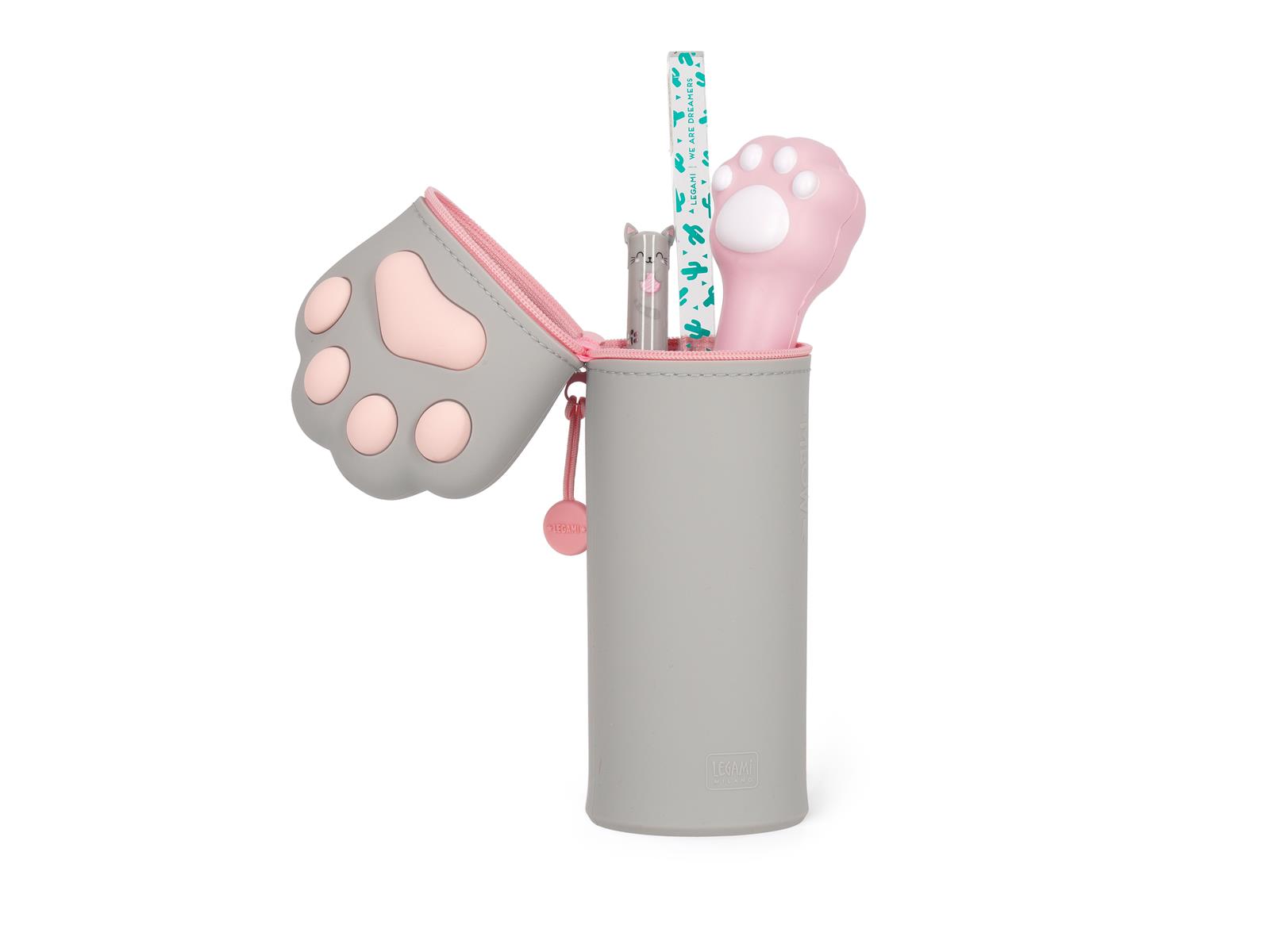 Legami 2 in 1 Federmäppchen aus Silikon Kawaii Katzenpfote