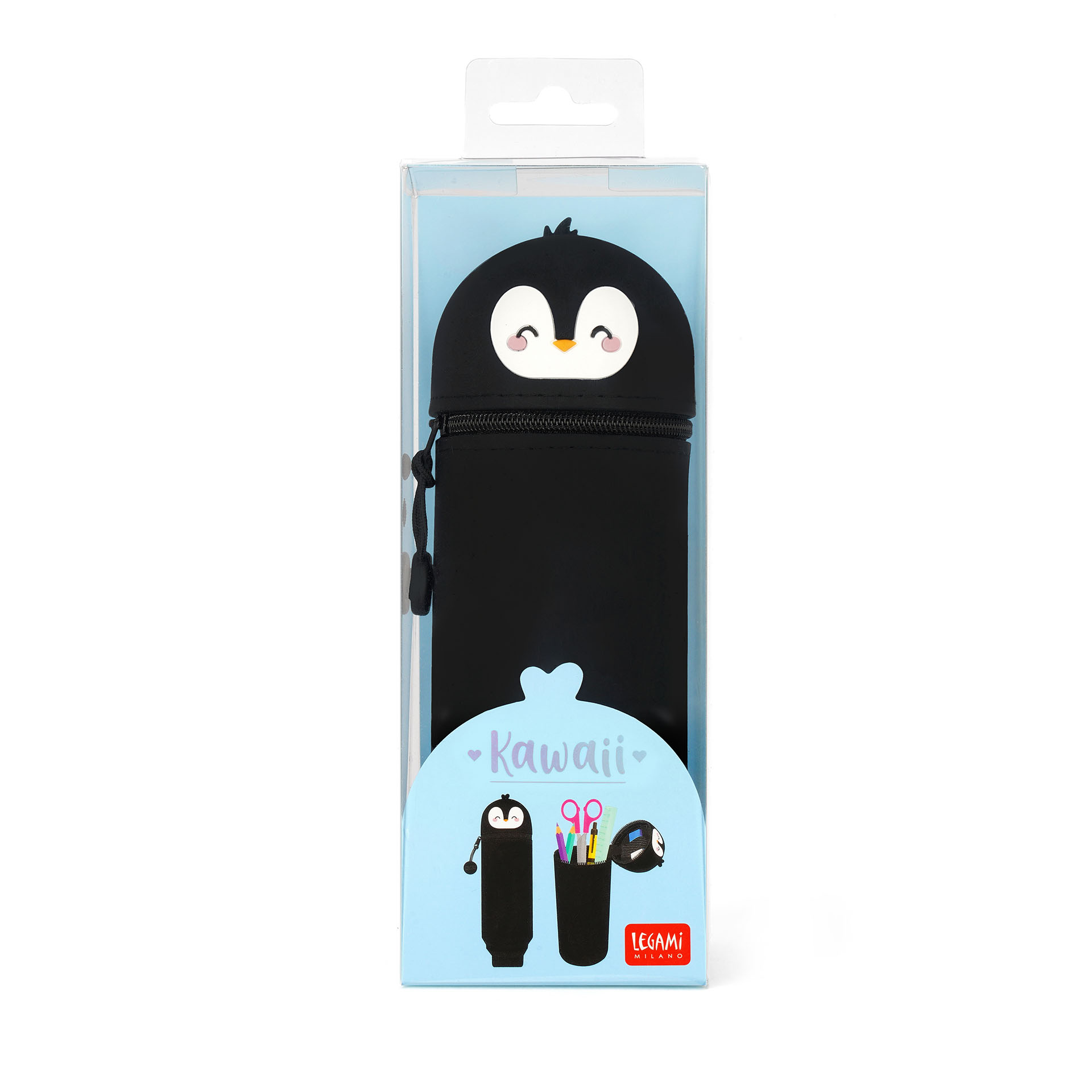 Legami 2 in 1 Federmäppchen aus Silikon Kawaii Pinguin