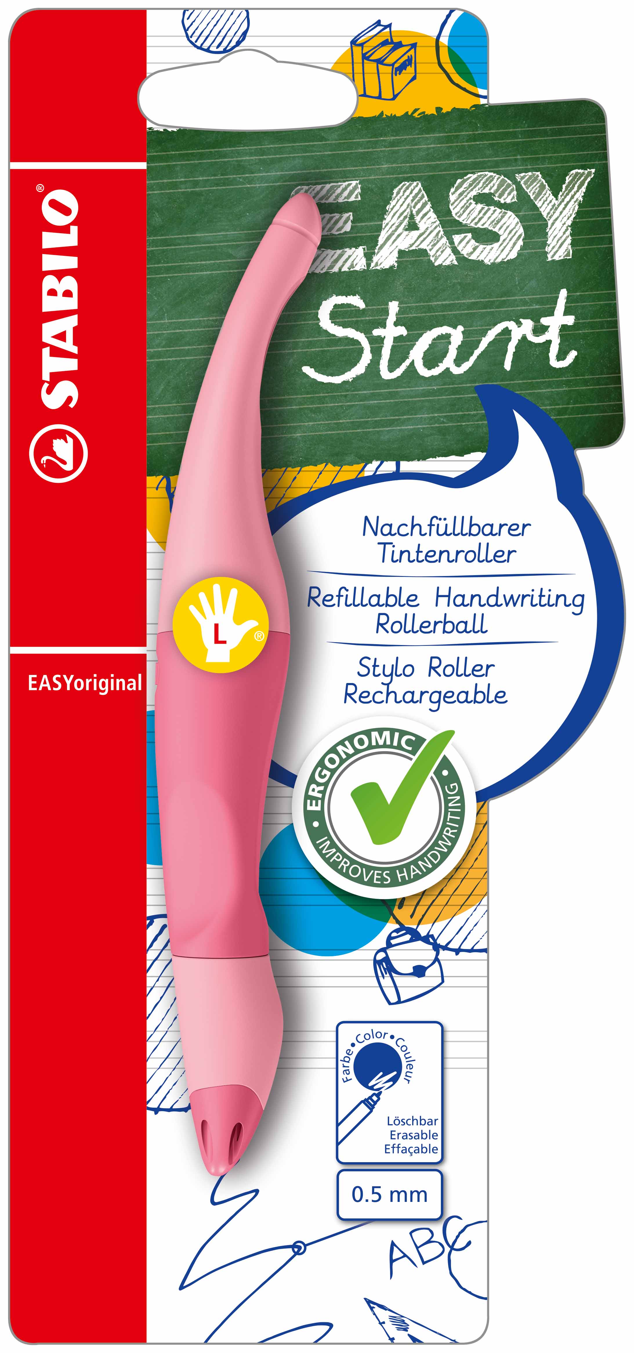 Stabilo Easy Original Tintenroller Linkshänder Pastell rosiges Rouge