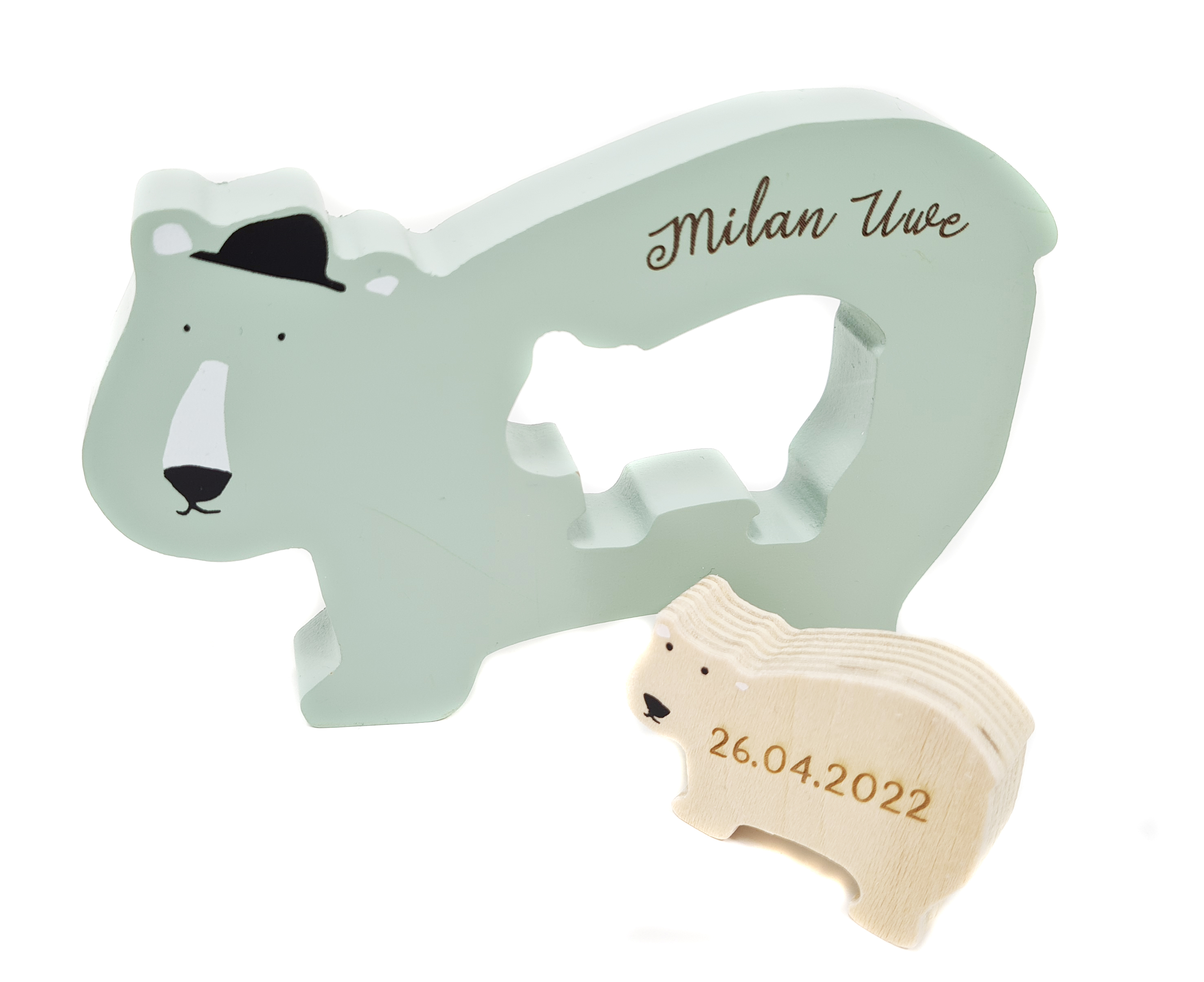 Trixie Holz Baby-Puzzle Mrs. Polar Bear Eisbär mint Trixie Holz Baby-Puzzle Mrs. Polar Bear Eisbär mint