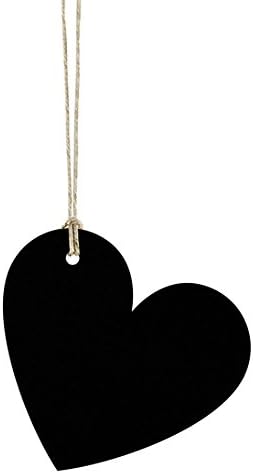 Geschenkeanhänger Anhänger Herz schwarz mit Juteband, 10 Stück