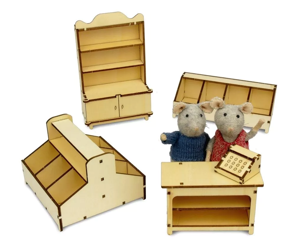 The Mouse Mansion DIY Puppenhaus Möbelset für Kinder Shop Ladenmöbel