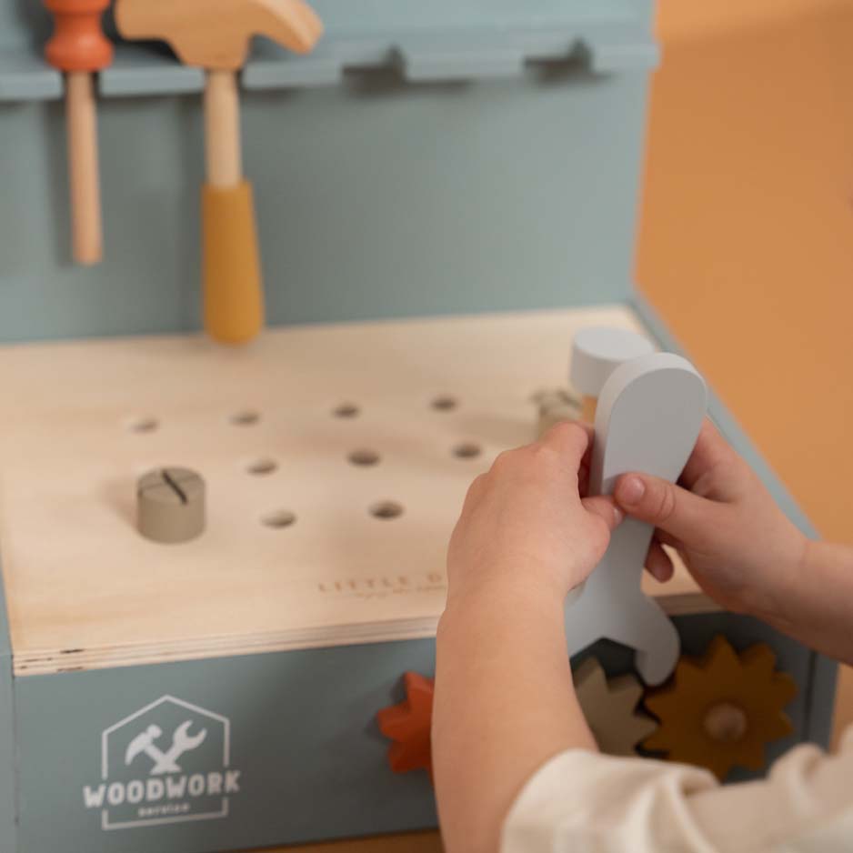 Little Dutch Spiel Mini Werkbank aus Holz blau Little Dutch Spiel Mini Werkbank aus Holz blau