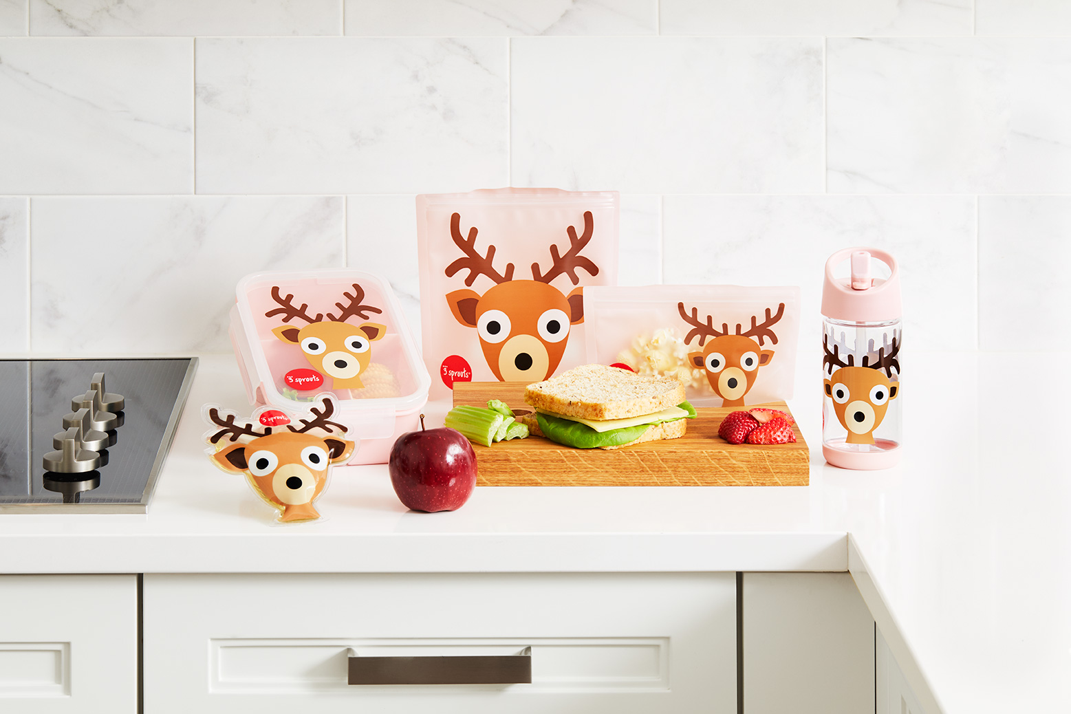 3 Sprouts Sandwich Bag wiederverwendbare Vespertasche 2er Set für Kinder Rentier 3 Sprouts Sandwich Bag wiederverwendbare Vespertasche 2er Set für Kinder Rentier