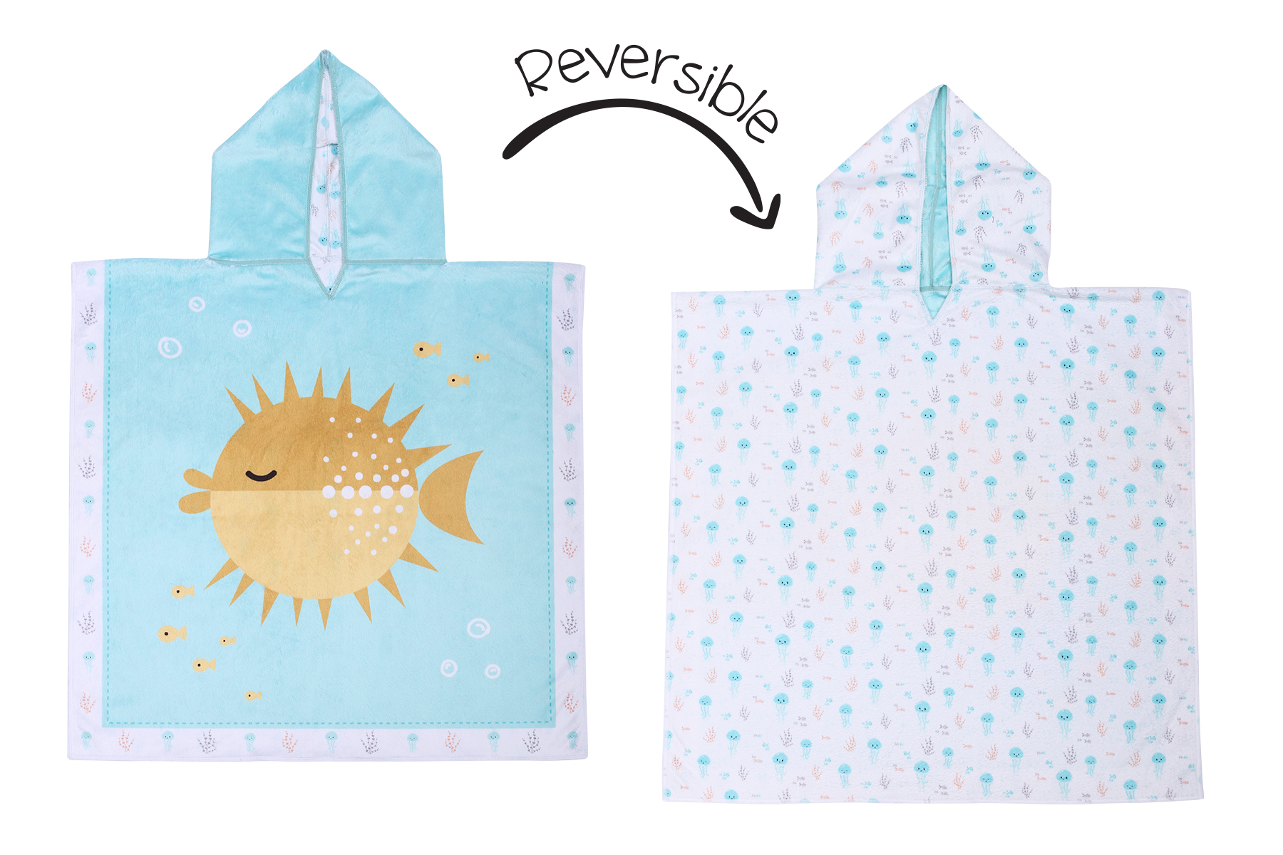 FlapJackKids wendbarer Kinder Poncho UPF 50+ Kugelfisch FlapJackKids wendbarer Kinder Poncho UPF 50+ Kugelfisch