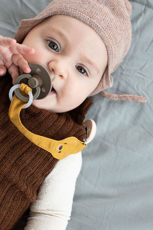 Franck & Fischer Schnullerkette Schnullerband Teddy Gelb