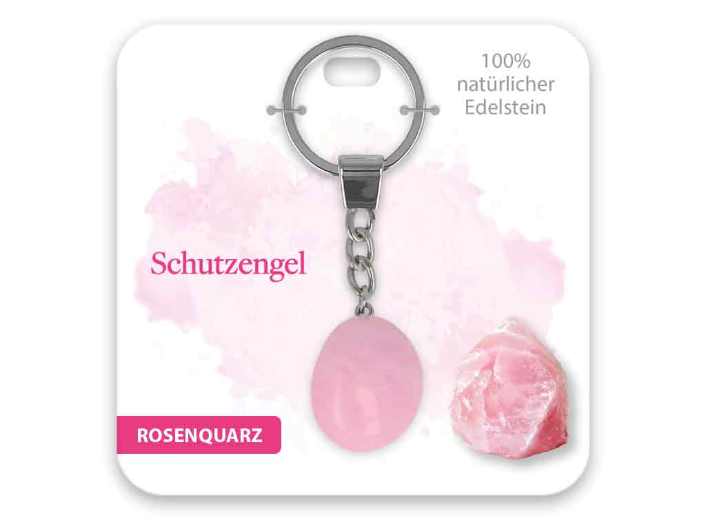 BB Klostermann Edelstein Schlüsselanhänger Rosenquarz Schutzengel