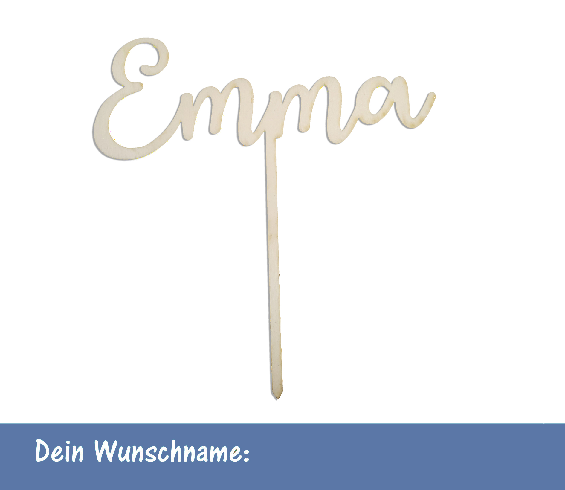 Personalisierter Topper aus Holz mit Wunschname zweizeilig