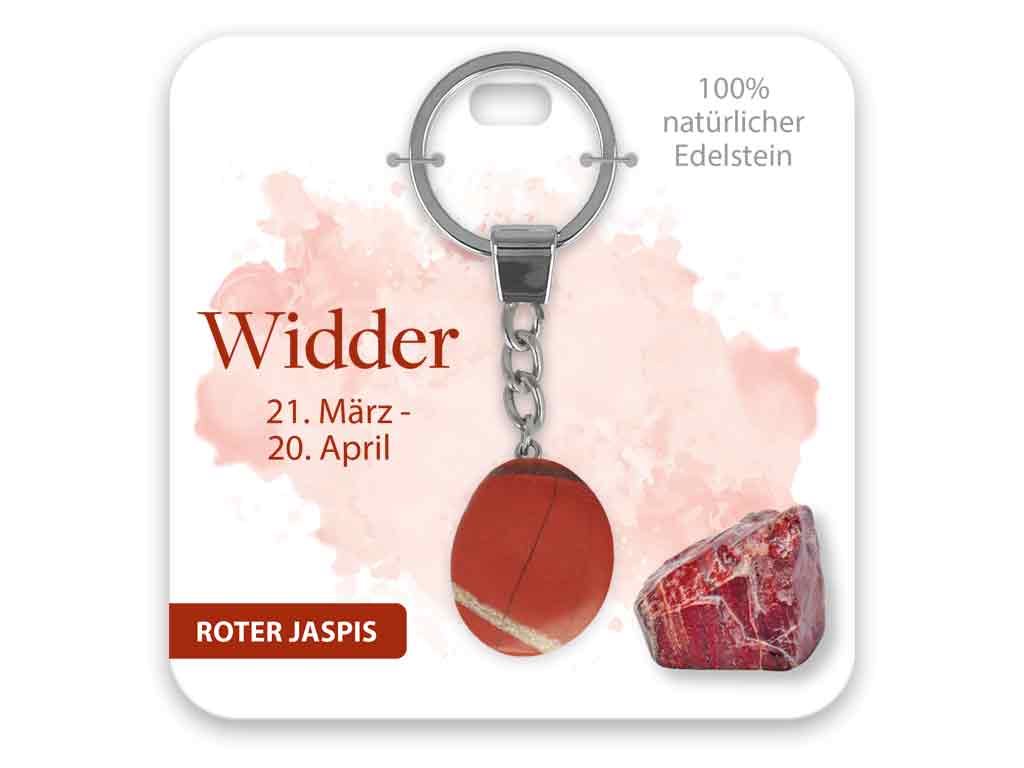 Edelstein Schlüsselanhänger Roter Jaspis Sternzeichen Widder