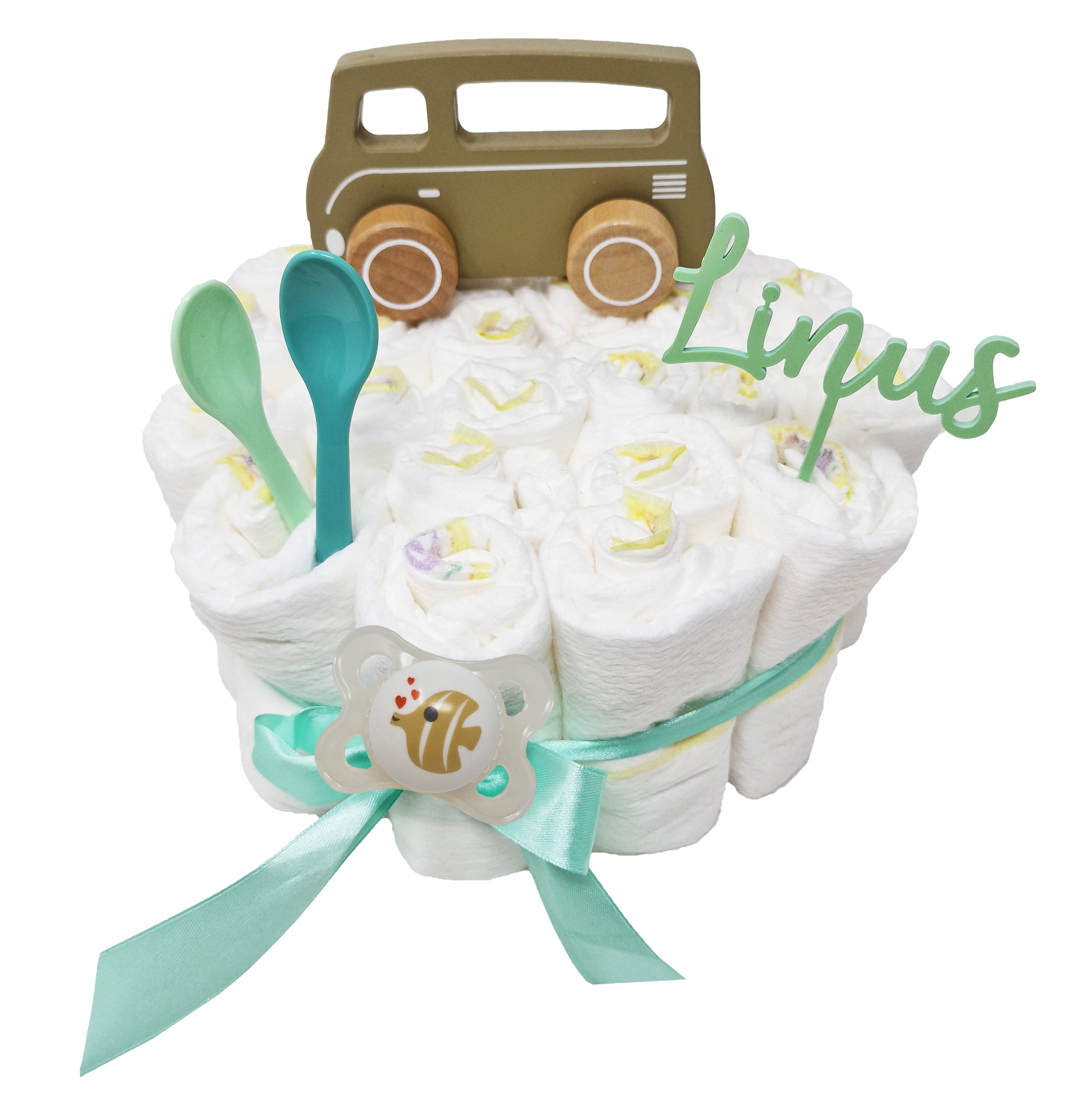 Elfenstall Windeltorte Pamperstorte mit Little Dutch Bus