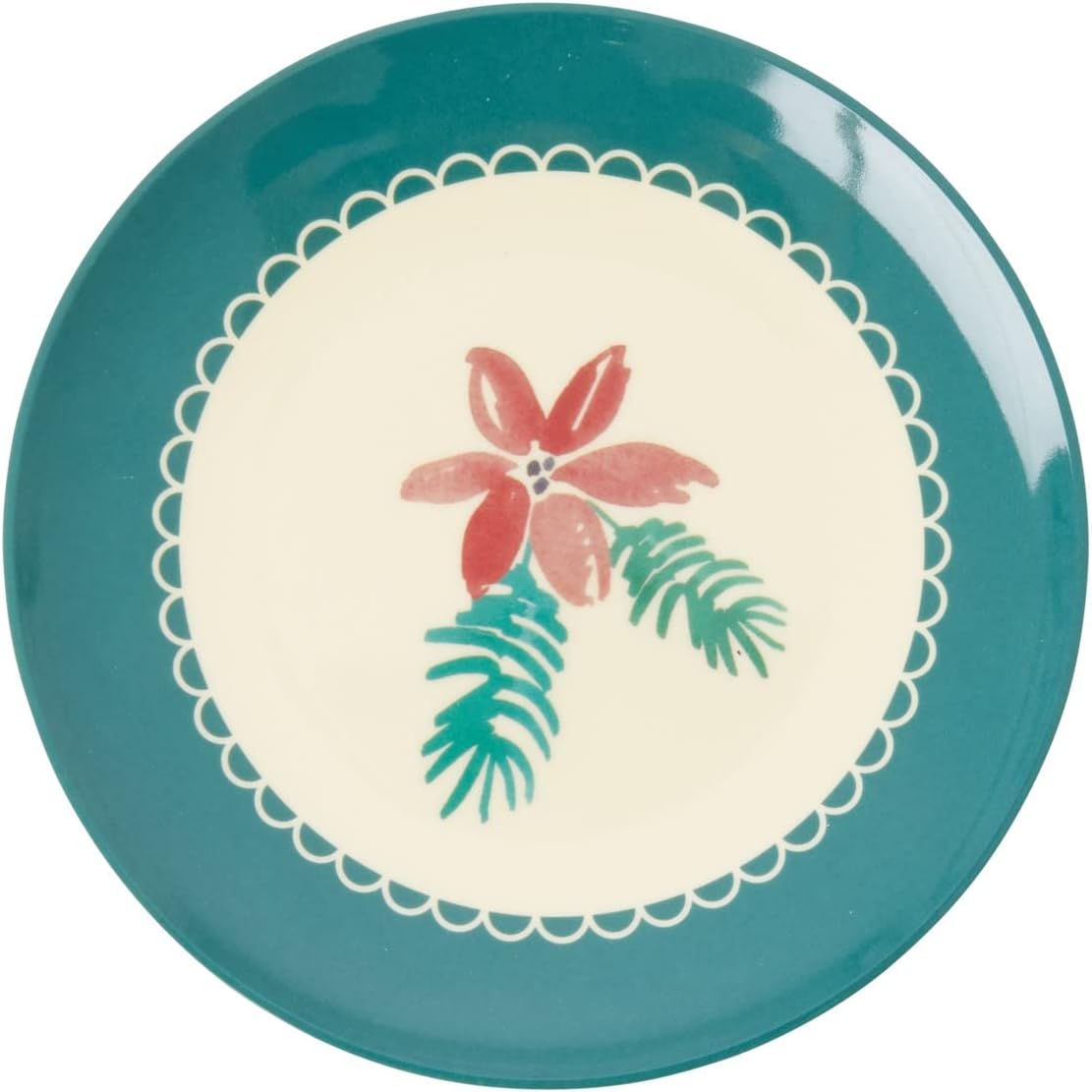 Rice Teller rund aus Melamin Poinsettia Weihnachtsblumen klein