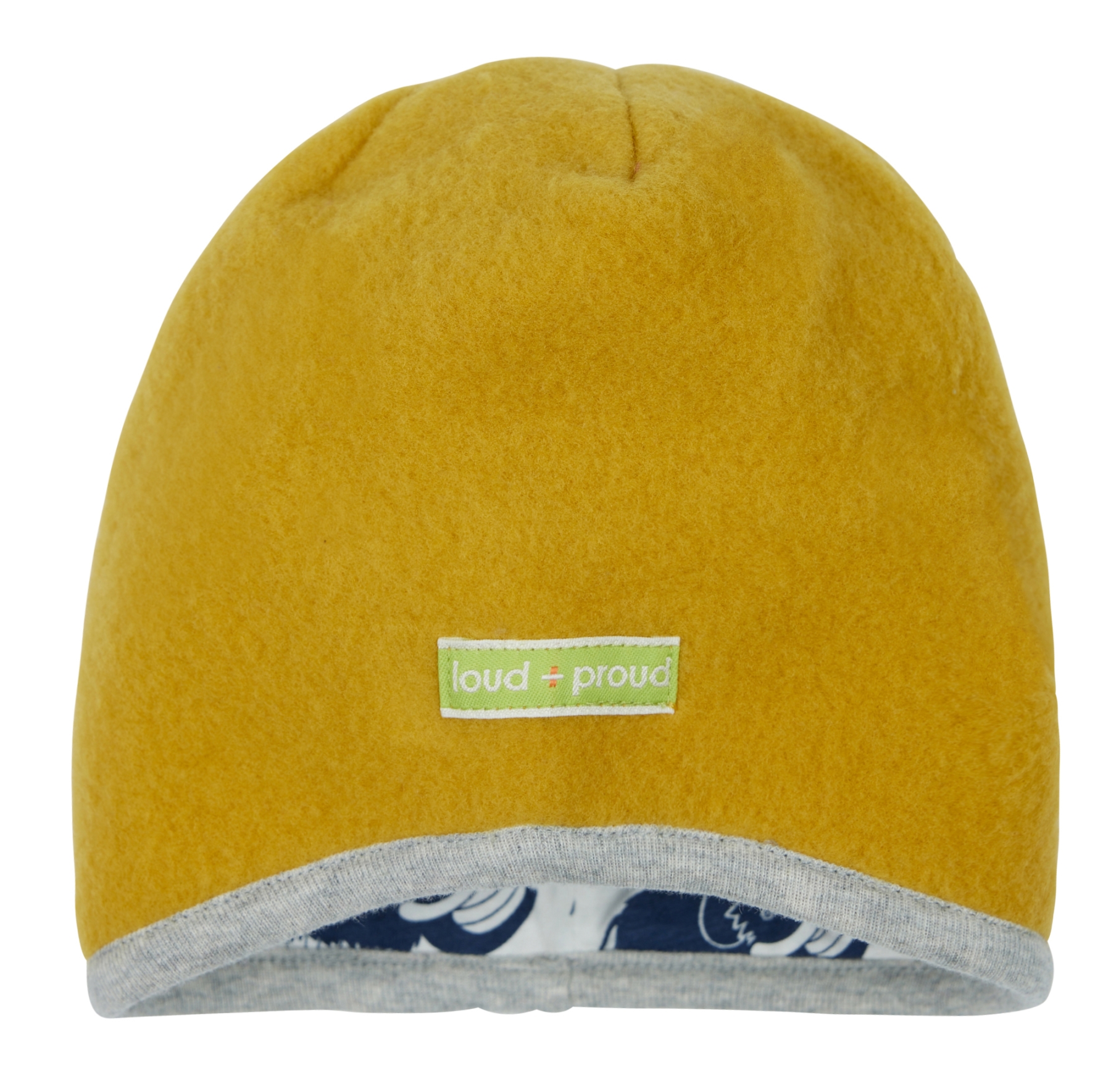 Loud + Proud Wendemütze Kindermütze Wollfleece Curry Mammut 122/128 Loud + Proud Wendemütze Kindermütze Wollfleece Curry Mammut 122/128