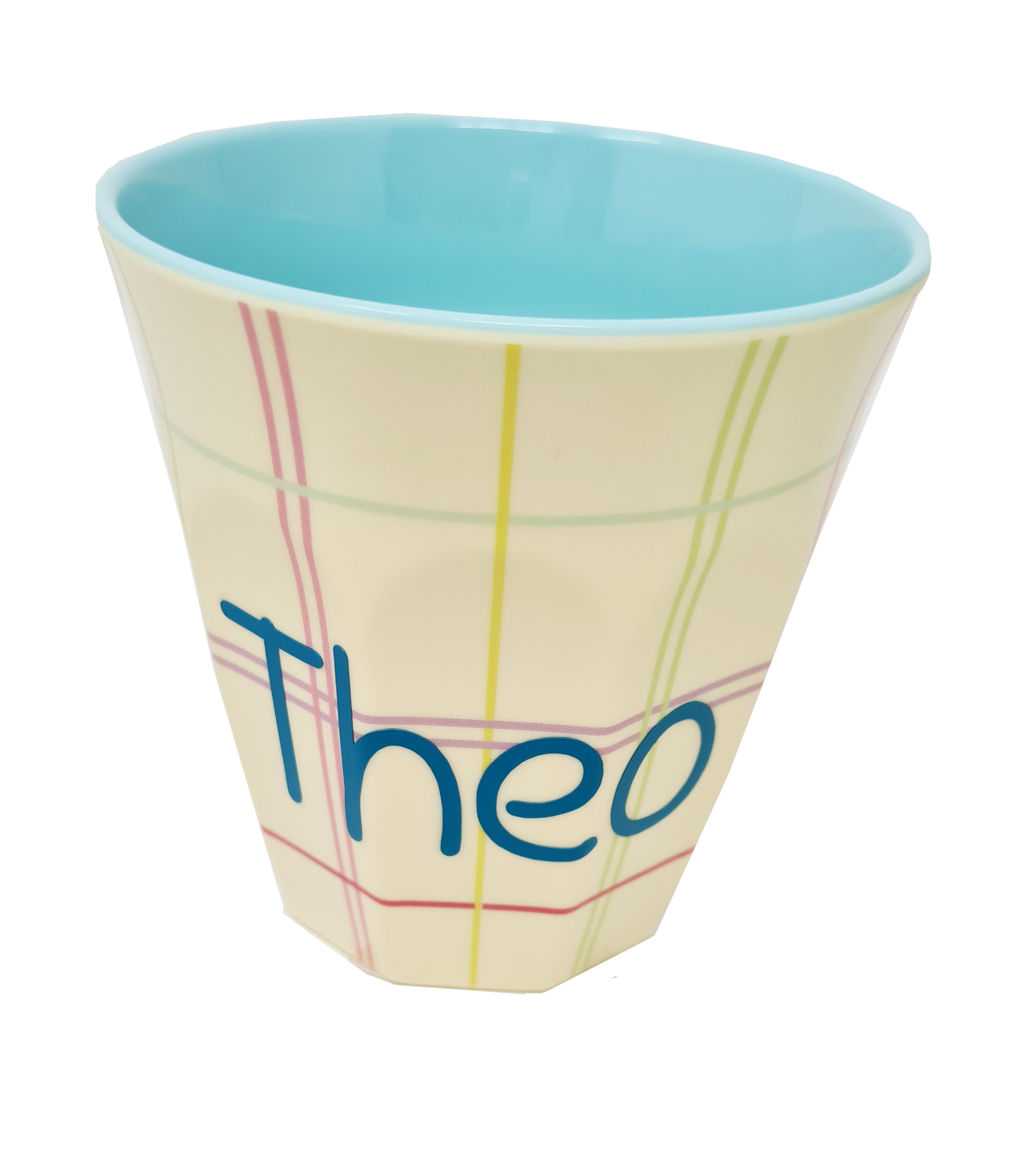 Elfenstall Rice Becher mit Wunsch-Namen personalisiert Medium Karomuster creme Elfenstall Rice Becher mit Wunsch-Namen personalisiert Medium Karomuster creme