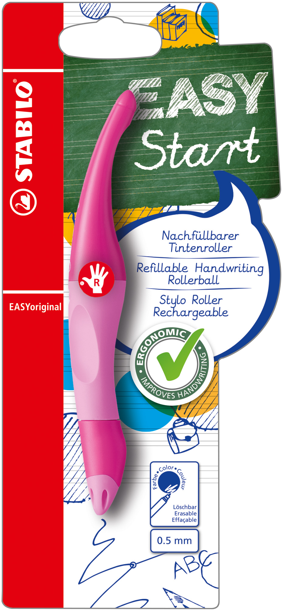 Stabilo Easy Original Tintenroller Rechtshänder Hellpink Dunkelpink