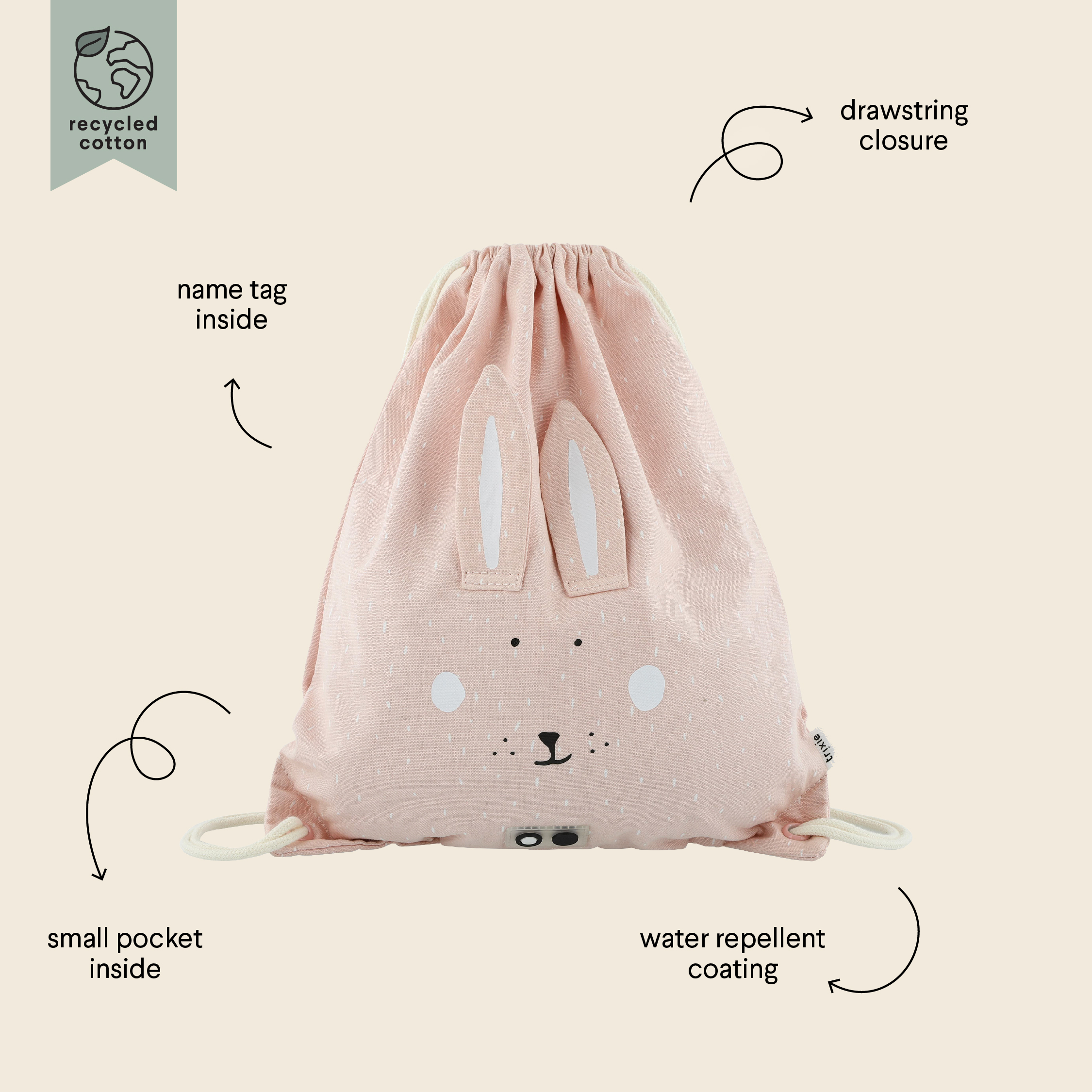 Trixie Turnbeutel Turntasche Mrs Rabbit Hase rosa Trixie Turnbeutel Turntasche Mrs Rabbit Hase rosa