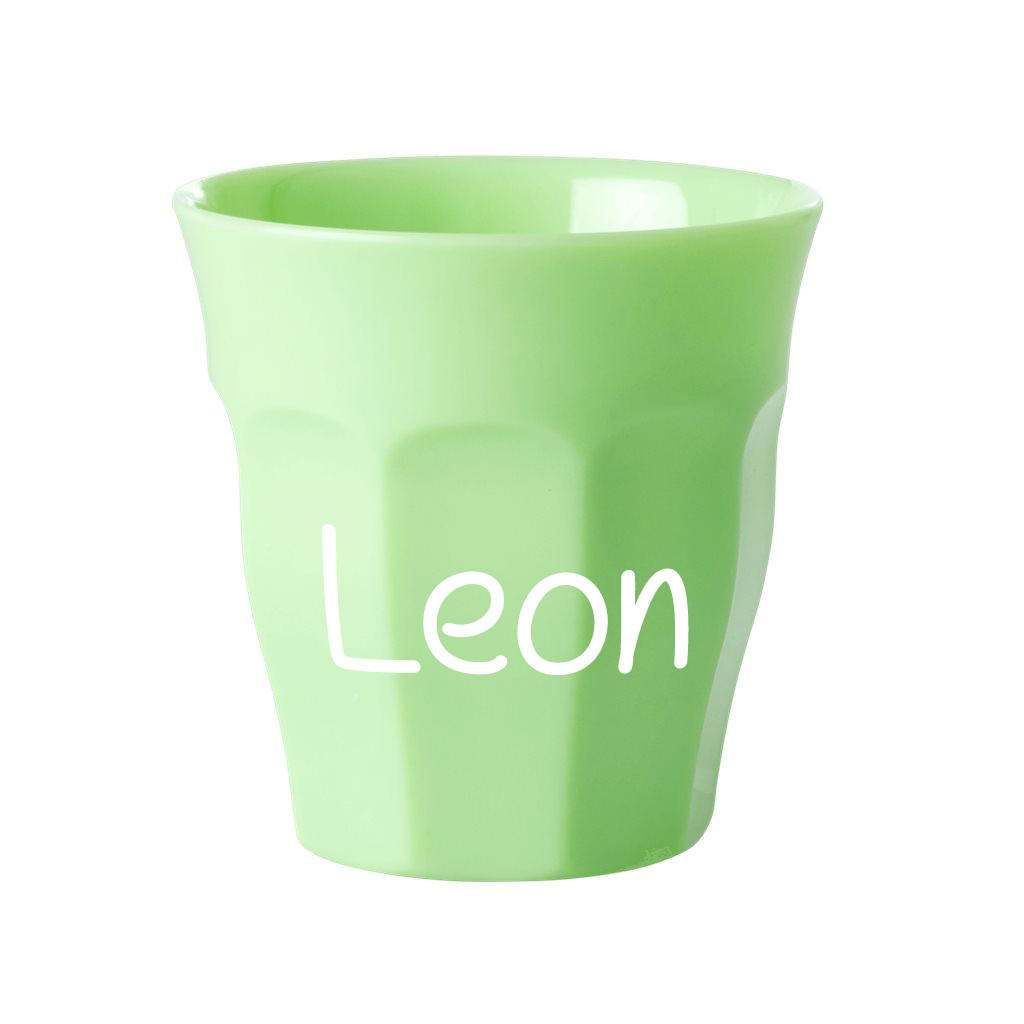 Elfenstall Rice Becher mit Wunsch-Namen personalisiert Neon Grün Medium