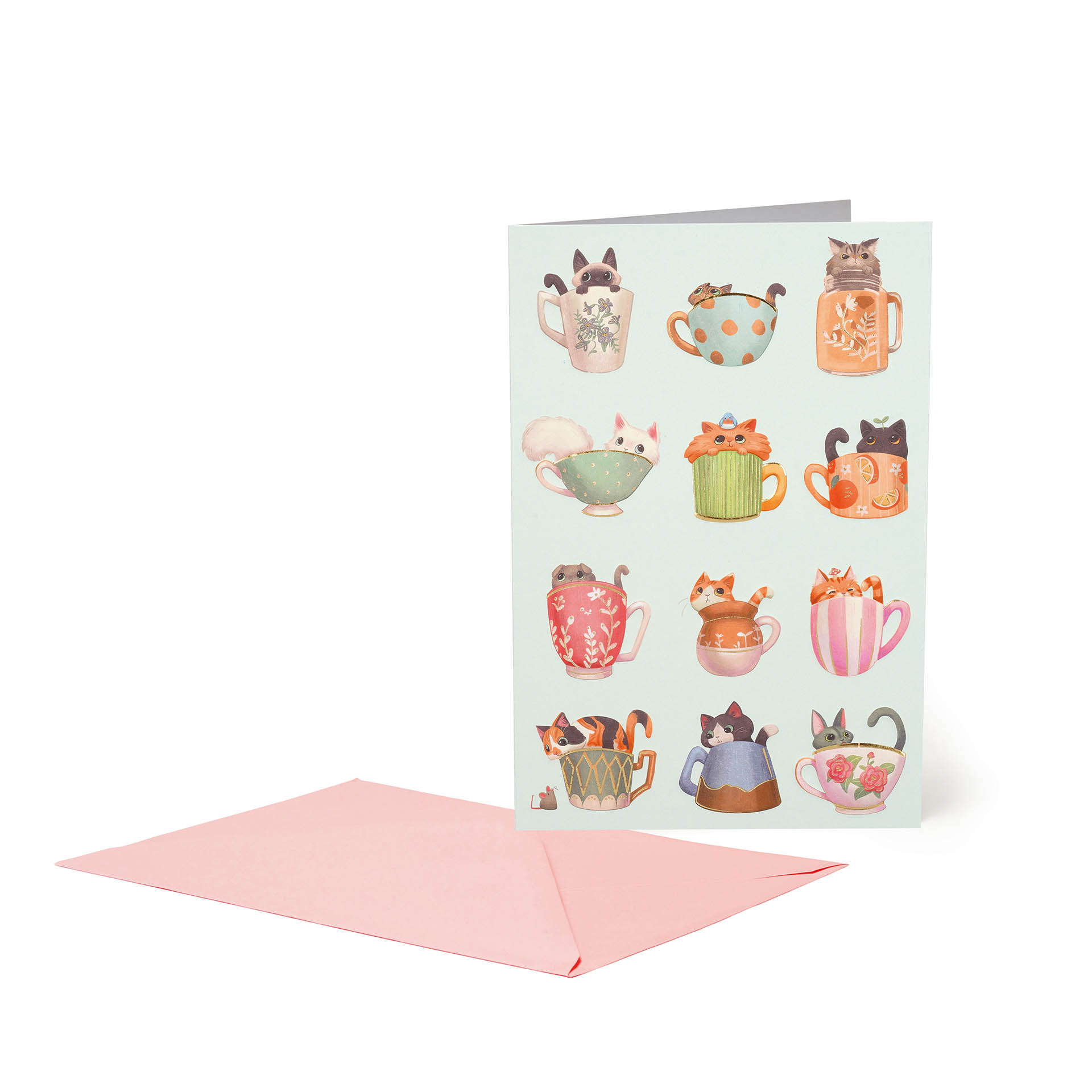 Legami Glückwunschkarte Grußkarte Large Cats Tea Cup Katze
