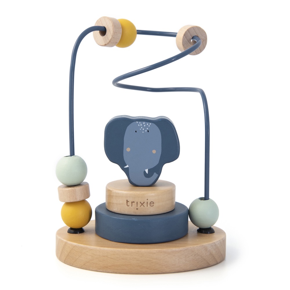 Trixie Baby Motorikschleife aus Holz Elefant blau