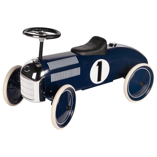 Goki Retro-Rutschauto Rutscherfahrzeug aus Metall Marineblau