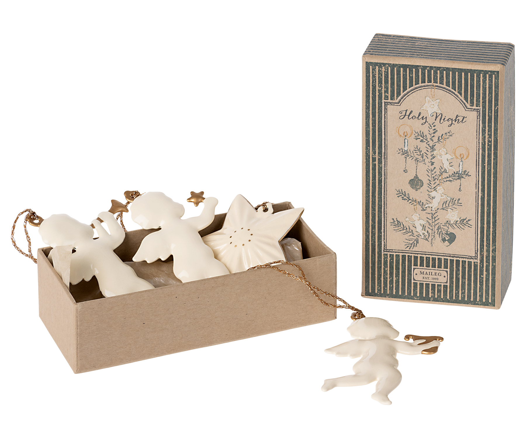 Maileg Weihnachtsanhänger für den Weihnachtsbaum , 4er Set Engel und Stern O holy night Maileg Weihnachtsanhänger für den Weihnachtsbaum , 4er Set Engel und Stern O holy night