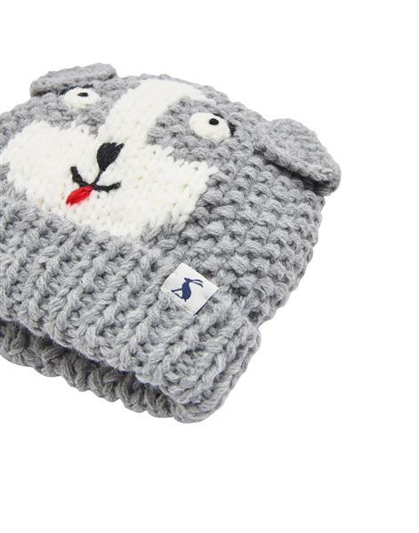Tom Joules Mütze Babymütze Kindermütze Strickmütze Hund grau